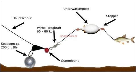 Wallerangeln mit Unterwasserpose